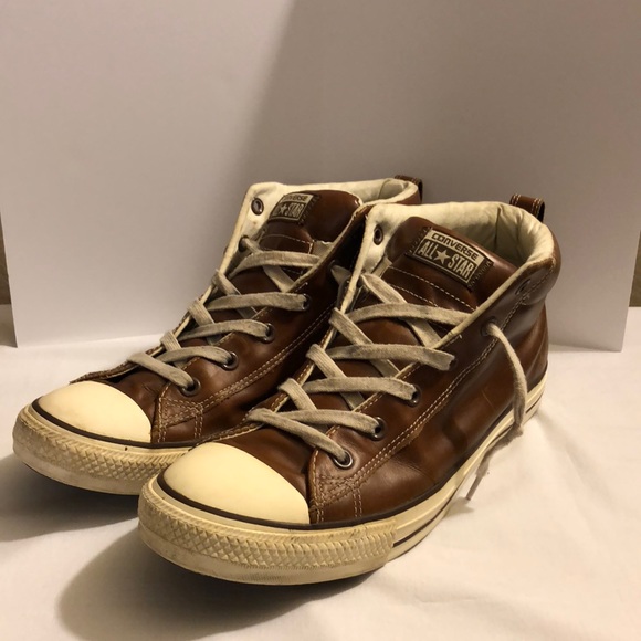 converse street mid leather brown